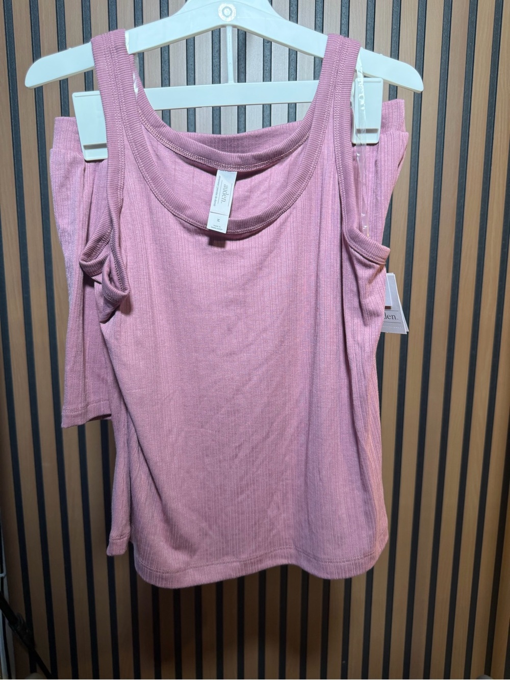 Auden Ribbed Tank Top and Shorts Set - Dusty Pink